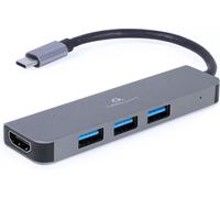 Adaptateur USB-C 3.0 CableXpert 2-01 vers HDMI, 3x USB-A (Gris)