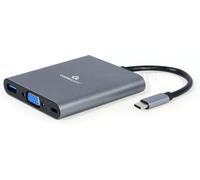 Adaptateur USB-C 3.0 CableXpert vers USB-A/C + VGA + HDMI+ carte SD&microSD + Jack 3,5mm (Gris)