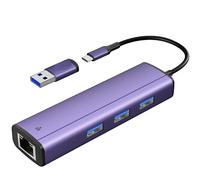 Adaptateur USB C 3.0 vers Ethernet HUB, IVSHOWCO 4 en 1 hub multiport Type C avec RJ45 1000 Mbps, 3 Ports USB 3.0 compatibles avec MacBook Air/Pro, iMac, iPad Pro, Surface Pro 7, Chromebook…