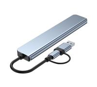 Adaptateur USB C 8 ports en aluminium avec 4 répartiteurs USB Petit lecteur de cartes et transfert de données rapide 3,5