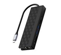 Adaptateur USB C à 7 ports avec Ethernet Gigabit multimédia 4K30 Hz et alimentation 100 W pour ordinateurs portables et tablettes 2 x USB3