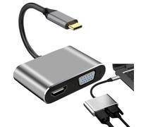 Adaptateur USB C à DVI VGA, convertisseur vidéo multi-édifices masculin à féminin,4K UHD Male à un convertisseur vidéo multi-désappréciation féminin | Portable 4-en-1 multiport Hdtv Hub pour présentat