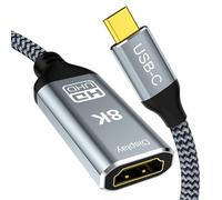 Adaptateur USB C à HDMI2.1, câble femelle de type c à hdmi, 8K@60Hz 4K@144Hz Compatible avec MacBook Pro / Air, iPad Pro, iPhone 17 16, HDCP 2.3 et HDR10, 48Gbps, XPS, Galaxy S22, Moniteur de jeu