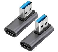 Adaptateur USB C Angle 90° 2 Pièces Adaptateur USB A vers USB C avec 10 Gbps de transfert de données & 100W de chargement rapide, Connecteur Aluminium pour Ordinateur Portable Smartphone Tablette