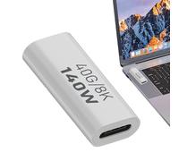 Adaptateur USB C - Connecteur coudé 140 W 40 Gbps, prolongateur à 90 degrés ABS blanc, convertisseur vidéo 8K 60 Hz mâle-femelle | PD Fast Charging Type C pour tablette, smartphone, ordinateur