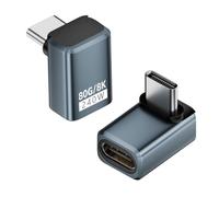 Adaptateur USB C d'angle droit, Adaptateur femelle à mâle de type C Support 80Gbps Transfert de données, Charge 240W, Vidéo 8K, OTG Compatible avec Thunderbolt 5, MacBook, Téléphone (2 pièces)