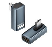 Adaptateur USB C d'angle droit,type C 3.1 mâle à femelle Extender Support 80Gbps Transfert de données PD 240W Charge rapide 8K@60Hz OTG vidéo pour MacBook,ordinateur portable,tablette,téléphone (2pcs)