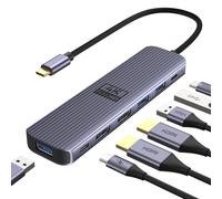 Adaptateur USB C Double HDMI, Newmight 7 en 1 Station d'accueil USB-C pour Deux écrans, 4K60@HZ,équipée de 2 Ports HDMI, 3 Ports USB 3.0, Charge PD 100 W, Port USB-C 3.0, Compatible avec Dell