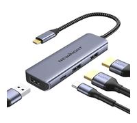 Adaptateur USB C Double HDMI, Newmight Station d'accueil USB-C 4 en 1 pour Deux écrans, équipée de 2 Ports HDMI, USB 3.0, Charge PD 100 W, Compatible avec Dell, HP et iPhone série 15