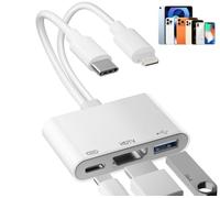 Adaptateur USB-C et Lightning vers HDMI avec USB pour iPhone/iPad, MFi