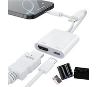 Adaptateur USB-C et Lightning vers HDMI pour iPhone iPad vers TV [certifié MFi], écran de synchronisation 4K @ 60 Hz Apple Lightning vers adaptateur AV numérique pour MacBook, iPhone 16/15, iPad vers