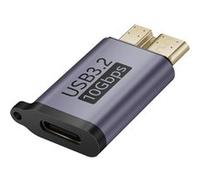 LinQ Adaptateur USB‑C femelle vers Micro‑B mâle 3.2 SuperSpeed 10 Gbps Gris