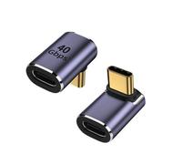 Adaptateur USB-C Femelle vers USB-C Mâle à Angle Droit (Haut/Bas) - Lot de 2, Transfert 40Gbps