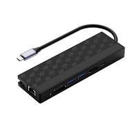 Adaptateur USB C Gigabit Ethernet 7 ports avec 2 ports USB 3.0 4 K30 Hz Gigabit Ethernet et PD100 W petits emplacements pour carte mémoire