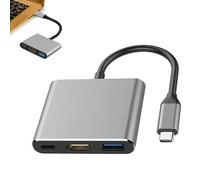 Adaptateur USB C HDM1, 3 in1 Type C vers Hdm1 avec Sortie HD1 4K, USB 3.0 et Port de Charge Rapide, Cable Type C vers Hdm1 pour TV HDTV Moniteur Projecteur Compatible avec Macbook Pro/Air