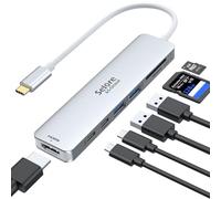 Adaptateur USB C HDMI pour MacBook Pro/Air, Dongle USB C 7 en 1 avec HDMI, lecteur de carte SD/TF, port de données USB C, PD 100 W, et 2 USB 3.0 compatible avec MacBook Pro/Air, Dell XPS, Lenovo
