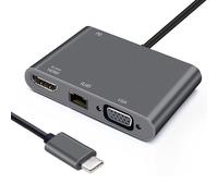 Adaptateur USB C HEDEN USB C male / HDMI F+VGA F+RJ45 HDMI 40/30HZ, VGA 1920*1080P RJ45 1000Mbps , Gamme sachet