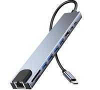 Adaptateur USB C Hub Ethernet HDMI, 10 en 1 USB C Station d'accueil avec HDMI 4K, Ethernet RJ45, lecteur de carte SD/TF, USB 3.0/2.0, PD 100 W, USB C, LAN USB C Dongle pour MacBook Pro/Air, iPad Pro,