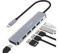 Adaptateur USB C Hub HDMI, Adaptateur USB C 6 en 1 avec HDMI 4K, 1 Port USB 3.0 et 3 Ports USB 2.0, Alimentation 100 W Compatible avec Windows 10/8, Mac OS 10.5 ou supérieur, Linux et Plus Encore.