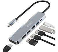 Adaptateur USB C Hub HDMI, Adaptateur USB C 6 en 1 avec HDMI 4K, 1 Port USB 3.0 et 3 Ports USB 2.0, Alimentation 100 W Compatible avec Windows 10/8, Mac OS 10.5 ou supérieur, Linux et Plus Encore.