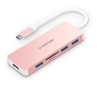 Adaptateur USB-C HUB Lention 6 en 1 , compatible Macbook air/pro - Rose G