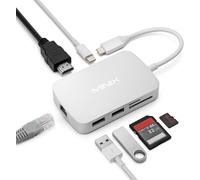 Adaptateur USB C, hub USB C 7 en 1, adaptateur multiport 4K HDMI, Gigabit Ethernet, 2 USB 3.0, chargement PD 100 W, lecteur de carte SD/TF, compatible avec MacBook Pro/Air, iPad Air/Pro, iMac,