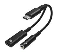 Adaptateur USB-C - INF - Écouteurs 3,5 mm - Chargeur USB-C - Noir - Accessoire
