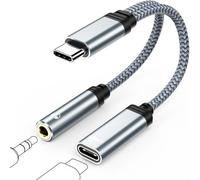 Adaptateur USB C Jack 3.5mm avec Charge Rapide, 2 en 1 Type C PD 60 W Audio Charge Adaptateur Câble Compatible avec iPhone 17 Pro Max Air 16 15 Série, pour Samsung Galaxy S23/S22/S21 Ultra, Huawei P40