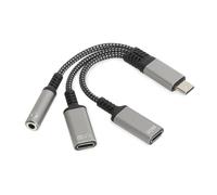 Adaptateur USB C jack 3 en 1 - adaptateur casque USB C avec adaptateur USB C vers jack, audio et charge rapide PD 60W, charger et écouter en même temps pour smartphone, tablette, ordinateur portable