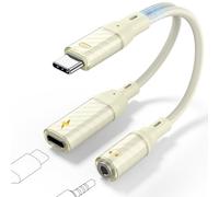 Adaptateur USB-C Jack et Chargeur, 2 en 1 USB C Adaptateur Casque 3.5mm avec DAC, avec Charge Rapide PD 60W pour iPhone 16 Pro Max, Samsung Galaxy S24 Ultra S23, Huawei P40