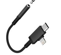 Adaptateur USB C Jack Lightning vers Cable Ecouteur pour iPhone pour Apple Prise Audio Compatible avec Samsung Galaxy S26 S25 3.5mm Type C AUX Câble Auxiliaire de Voiture Accessoires Double pour iPad