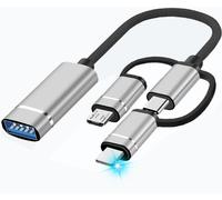 Adaptateur Usb C/L Vers Usb 3 En 1, Câble Adaptateur Usb C Vers Usb 3.0 Otg Compatible Avec Macbook Google Samsung Galaxy Et Plus[Z1165]