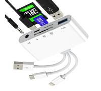Adaptateur USB C lecteur de carte SD Jack 3,5 mm casque pour iPhone 17 16 15 14 Pro Max pour Apple iPad Compatible avec Samsung S26 Auxiliaire Micro SD Splitter Type C Lightning Memory Stick Chargeur