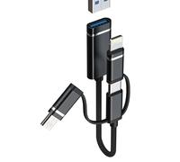 Adaptateur USB C Lightning Micro USB Mâle vers USB-A Femelle OTG 3.0 Câble pour IPhone 16 15 14 pour IPad Type C Prise Connecteur Compatible avec Samsung Lecteur Audio Clé USB Externe PC Tablette