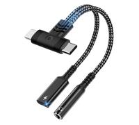 Adaptateur USB C + Lightning vers Jack 3.5mm 2 en 1 Adaptateur Casque PD60W Charge Rapide Hi-Res Adaptateur Jack AUX Câble Audio Écouteur de Charge pour i-Phone 16 15 Plus Pro Max iPad Samsung S25 S24