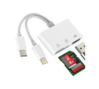 Adaptateur USB C Lightning vers Lecteur Carte SD Micro SD USB Mémoire pour iPhone 16 15 Pro Appareil Photo pour iPad 10 Mac Compatible avec Samsung pour Apple TF Memory Adapter OTG Card Reader