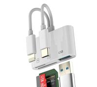 Adaptateur USB C Lightning vers Lecteur de Carte SD Micro SD Port USB pour iPhone 16 15 pour iPad Pro pour Apple MacBook Compatible avec Samsung Caméra Transfert Mémoire OTG Android Convertisseur 3.0
