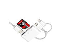 Adaptateur USB C Lightning vers lecteur de carte SD pour iPhone 17 16 15 14 13 Pro Max compatible avec Samsung Galaxy S25 S24 Appareil photo numérique Mémoire Micro SD pour iPad pour Apple Transfert
