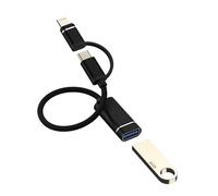 Adaptateur USB C Lightning vers USB OTG 3.0 (2 en 1) pour iPhone 16 15 14 pour iPad Connecteur Type C USB-A MacBook Clavier Souris Appareil Photo Numérique pour Apple Données Câble Compatible avec