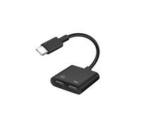 Adaptateur USB-C Mâle vers Double USB-C Femelle Audio et Charge Compact Noir