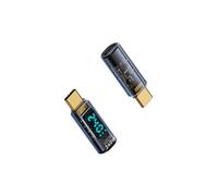 Adaptateur USB-C Mâle vers USB-C Femelle 240W avec Affichage Numérique - Noir Transparent (Lot de 2)