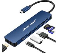 Adaptateur USB C multi-ports, dongle USB-C 7 en 1 avec lecteur de carte SD SD/TF 4K HDMI 100 W, station d'accueil USB C compatible avec MacBook Pro/Air, Dell, XPS, Lenovo, HP et autres ordinateurs