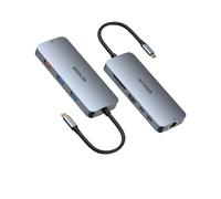 Adaptateur USB-C multifonction HDMI, 2×USB 3.0, USB 3.1, 2×USB-C 3.1, SD/TF, RJ45