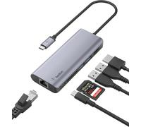 Adaptateur Usb-C Multiport 6-En-1 (4K Hdmi, Usb-C Pd Pass-Through 100 W, 2 X Usb A, Gigabit Ethernet, Lecteur De Carte Sd, Pour Macbook Pro, Air, Ipad Pro, Xps, Etc.)