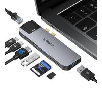 Adaptateur USB C multiport pour MacBook Pro/Air avec port HDMI 4K, Ethernet Gigabit, 2 USB, lecteur de carte TF/SD, USB-C 100 W PD et Thunderbolt 3