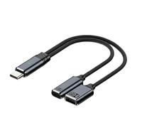 Adaptateur USB C OTG 2 en 1, USB C Splitter avec PD 100W et USB-A 2.0, Adaptateur OTG USB C Charge Rapide, Câble Nylon Tressé Gris, pour Téléphone PC Tablette