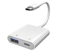 Adaptateur USB C OTG avec alimentation, 2 en 1 de type C vers charge PD 60 W et répartiteur USB 3.0 pour iPhone Série 15, iPad Pro, Samsung Galaxy S23/S22/S21, Note10, Google Pixel 7 Pro, Google TV