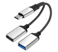 Adaptateur USB C OTG avec charge rapide PD 60 W, câble USB-C OTG 2 en 1 avec port USB-A et port de charge de type C, compatible avec Chromecast Google TV, iPad Pro, Pi-KVM, imprimante 3D, Samsung S22