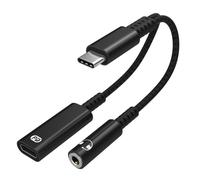 Adaptateur USB-C - INF - Écouteurs 3,5 mm - Chargeur USB-C - Noir - Accessoire