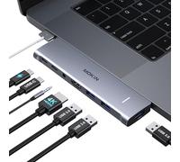 Adaptateur USB C pour MacBook Pro/Air M1 M2 M3 2024 2023 13" 15" 16", Mac USB C Adaptateur 7 en 2, MacBook Accessoires avec HDMI, port Thunderbolt 3 100 W, 3 USB 3.0, USB C 3.0 et audio 3,5 mm